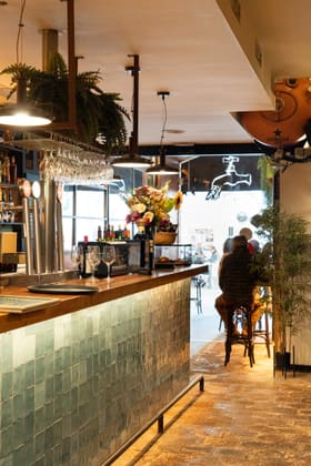 The bar at L'Aixeta with the beer taps